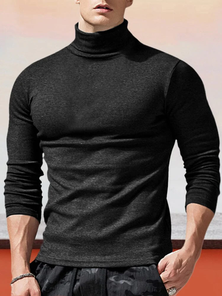 Classic Slim Fit Turtleneck Basic Top - Image 2