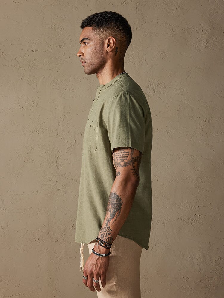 Cozy Half Button Cotton Linen Shirt - Image 10
