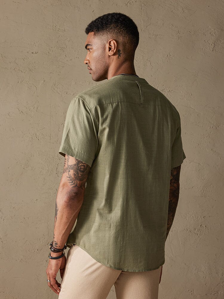 Cozy Half Button Cotton Linen Shirt - Image 11