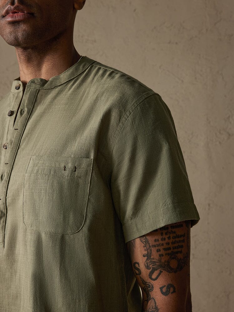 Cozy Half Button Cotton Linen Shirt - Image 13