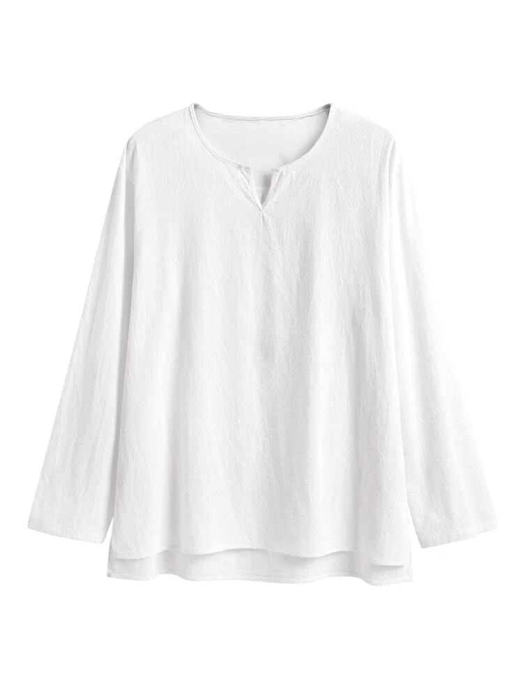 Cozy Solid Cotton and Linen Shirt Set - Image 8