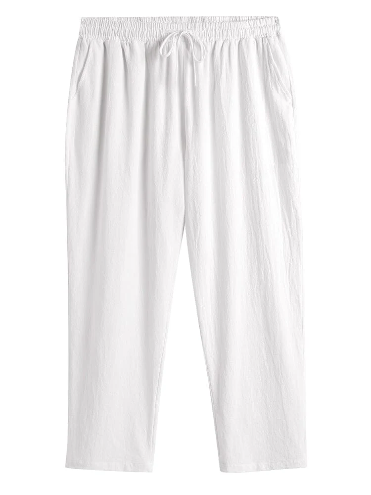 Cozy Solid Cotton and Linen Shirt Set - Image 9