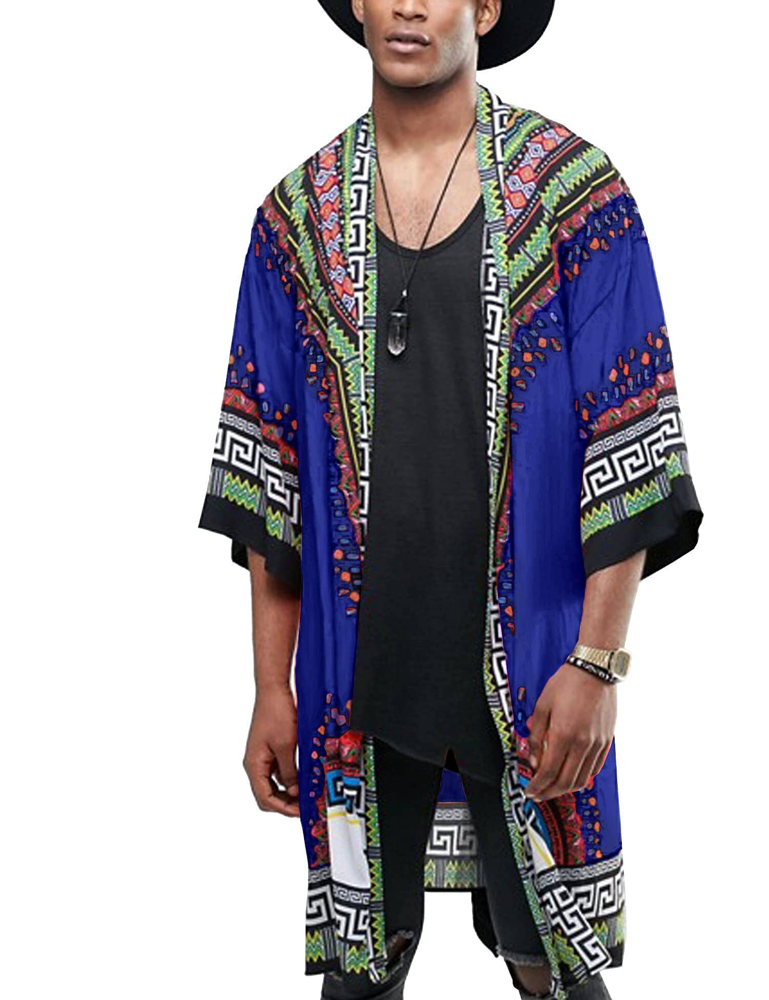 Graphic Ruffle Shawl Collar Lightweight Drape Cape (US Only) - Image 2