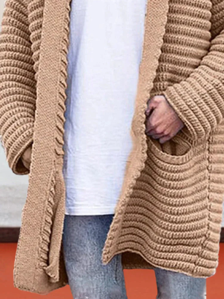 Lapel Neck Sweater Coat - Image 5