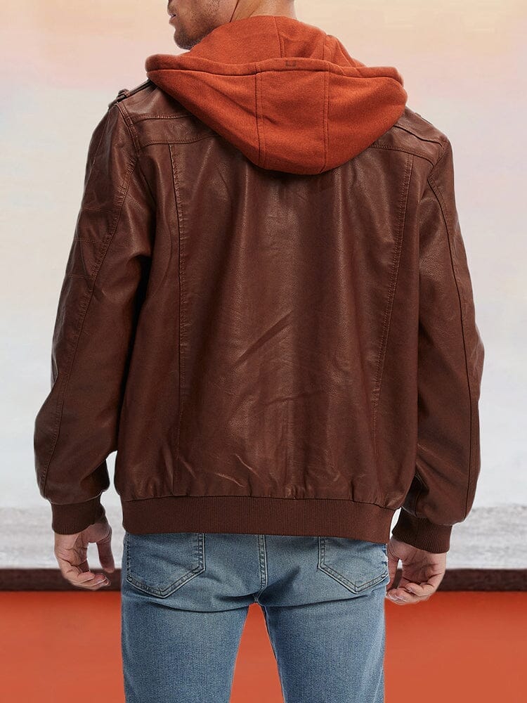 Leather PU Jacket with Removable Hat - Image 15