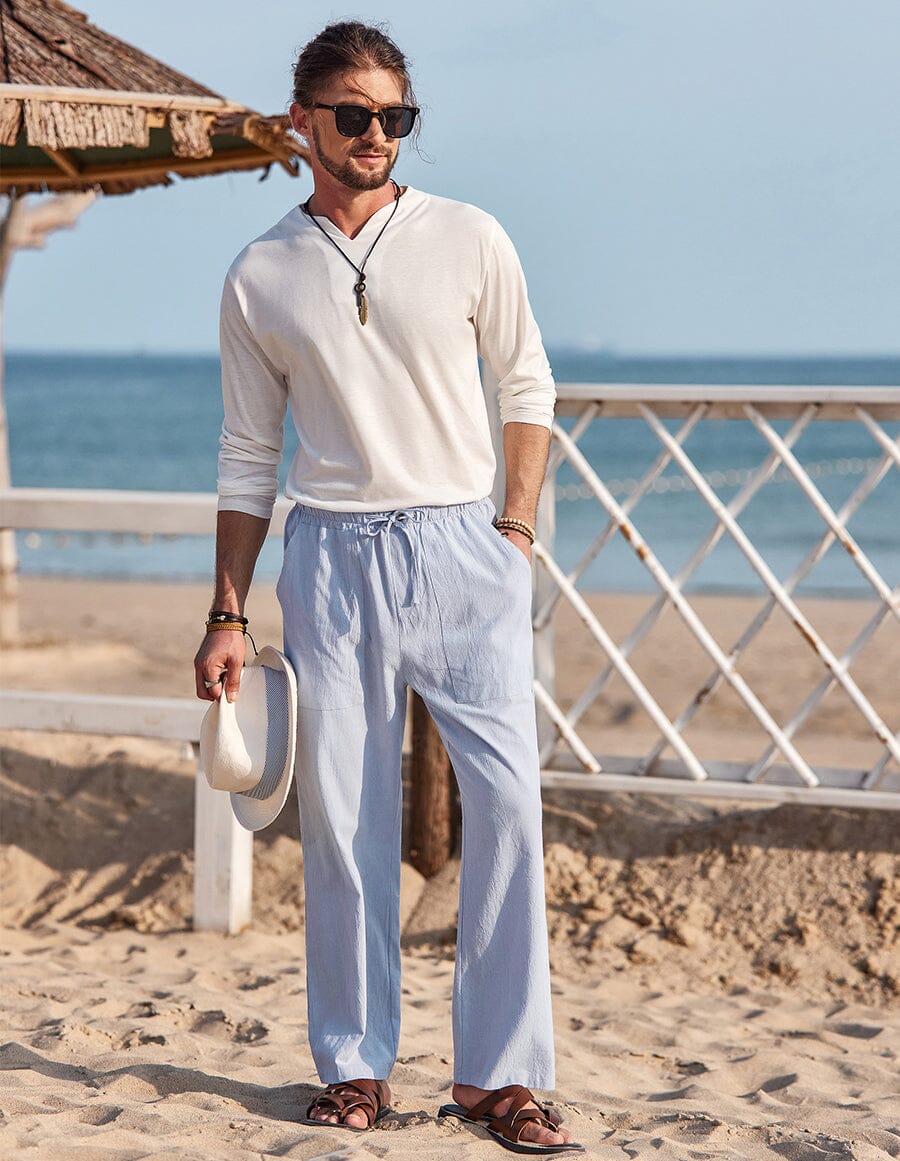 Linen Style Yoga Pants With Pockets - Image 3