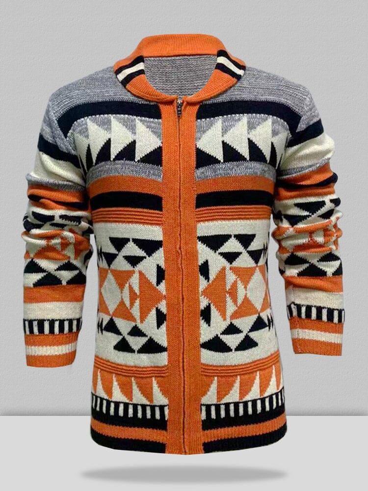 Long Sleeve Lapel Jacquard Sweater - Image 2