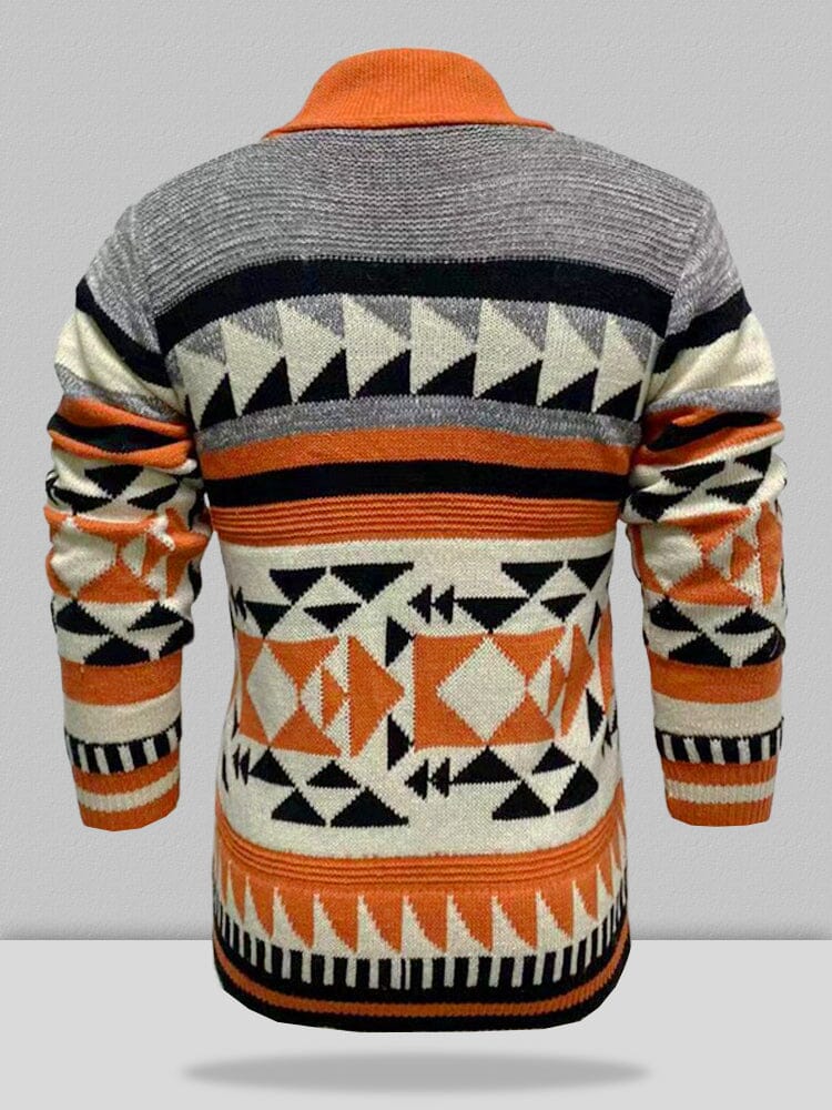 Long Sleeve Lapel Jacquard Sweater - Image 3
