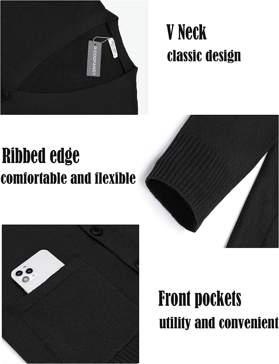 Lightweight V Neck Knitted Sweaters with Pockets (US Only) - Image 9