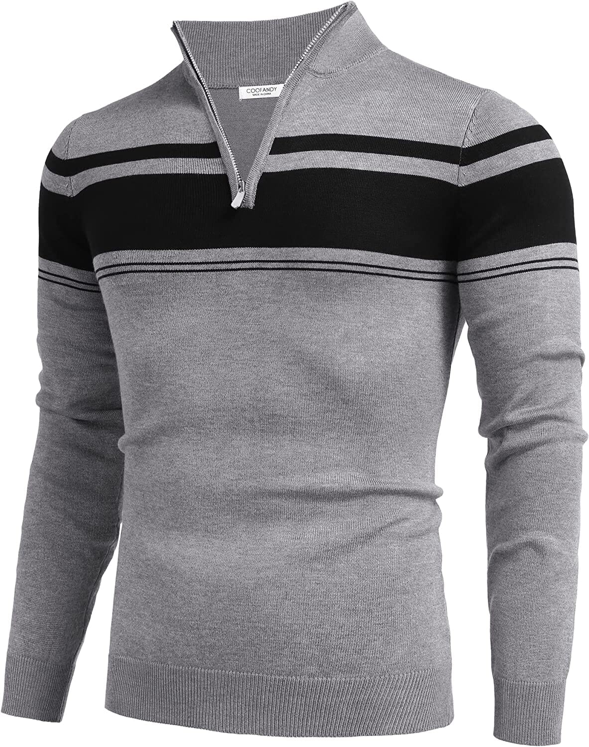 Zip Up Slim Fit Lightweight Pullover Polo Sweater (US Only) - Image 2