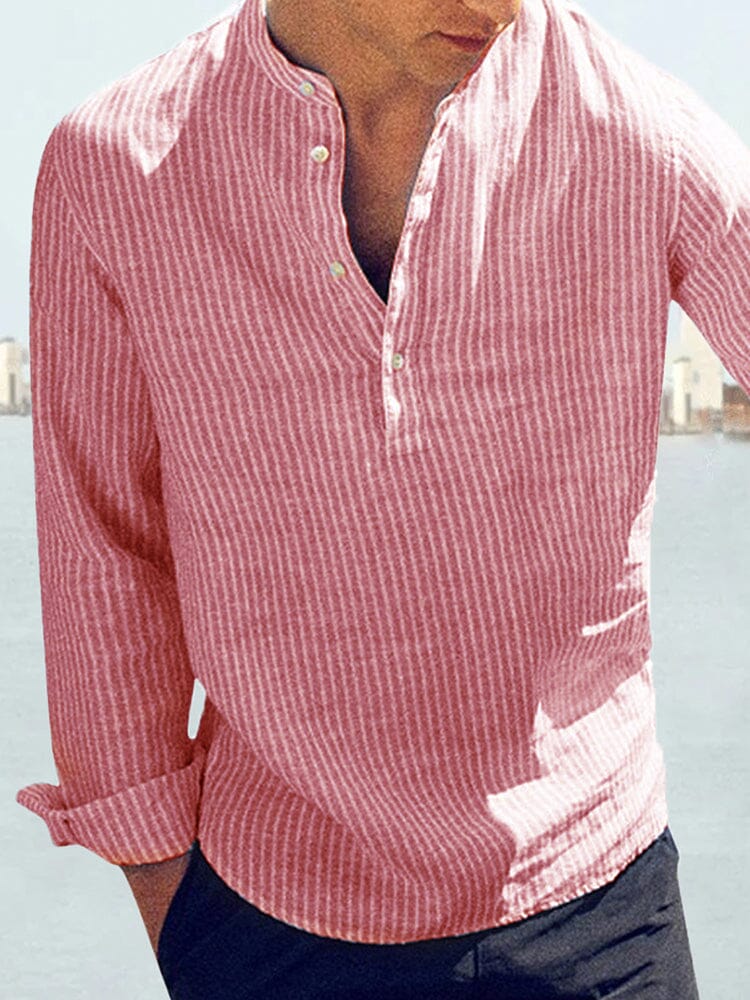 Cotton Linen Style Stripe Shirts - Image 2