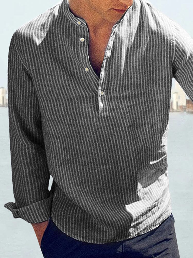 Cotton Linen Style Stripe Shirts - Image 3