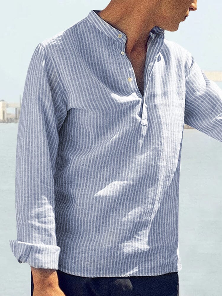 Cotton Linen Style Stripe Shirts - Image 4