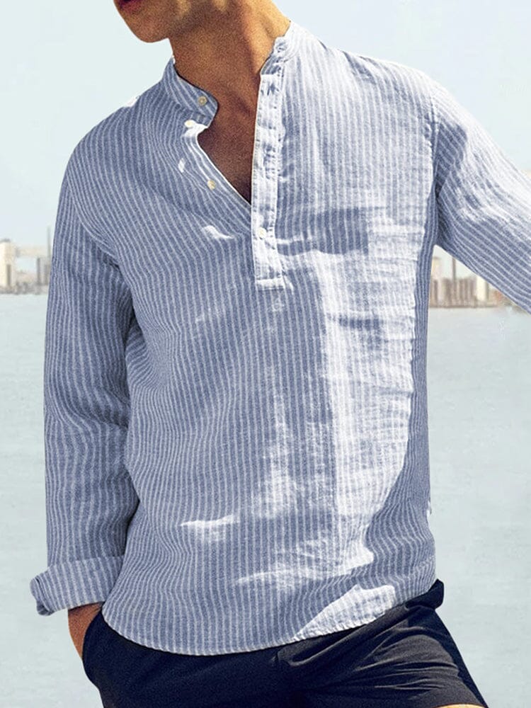 Cotton Linen Style Stripe Shirts - Image 5