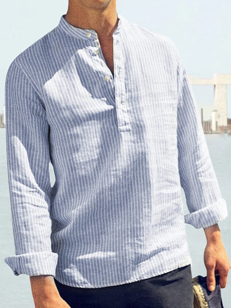 Cotton Linen Style Stripe Shirts - Image 6