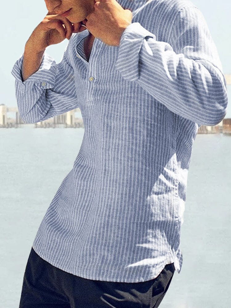 Cotton Linen Style Stripe Shirts - Image 7