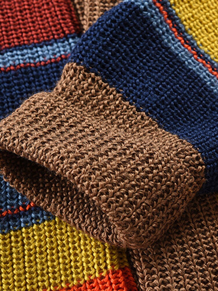 Multicolor Lapel Neck Sweater Coat - Image 5