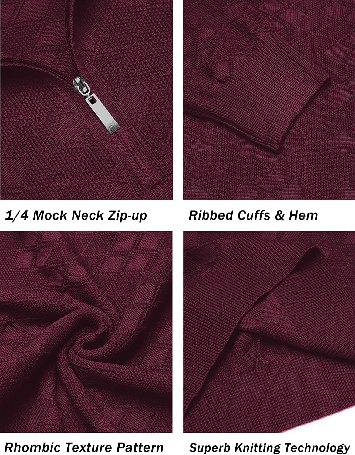 Quarter Zippper Mock Neck Pullover Sweater (US Only) - Image 11