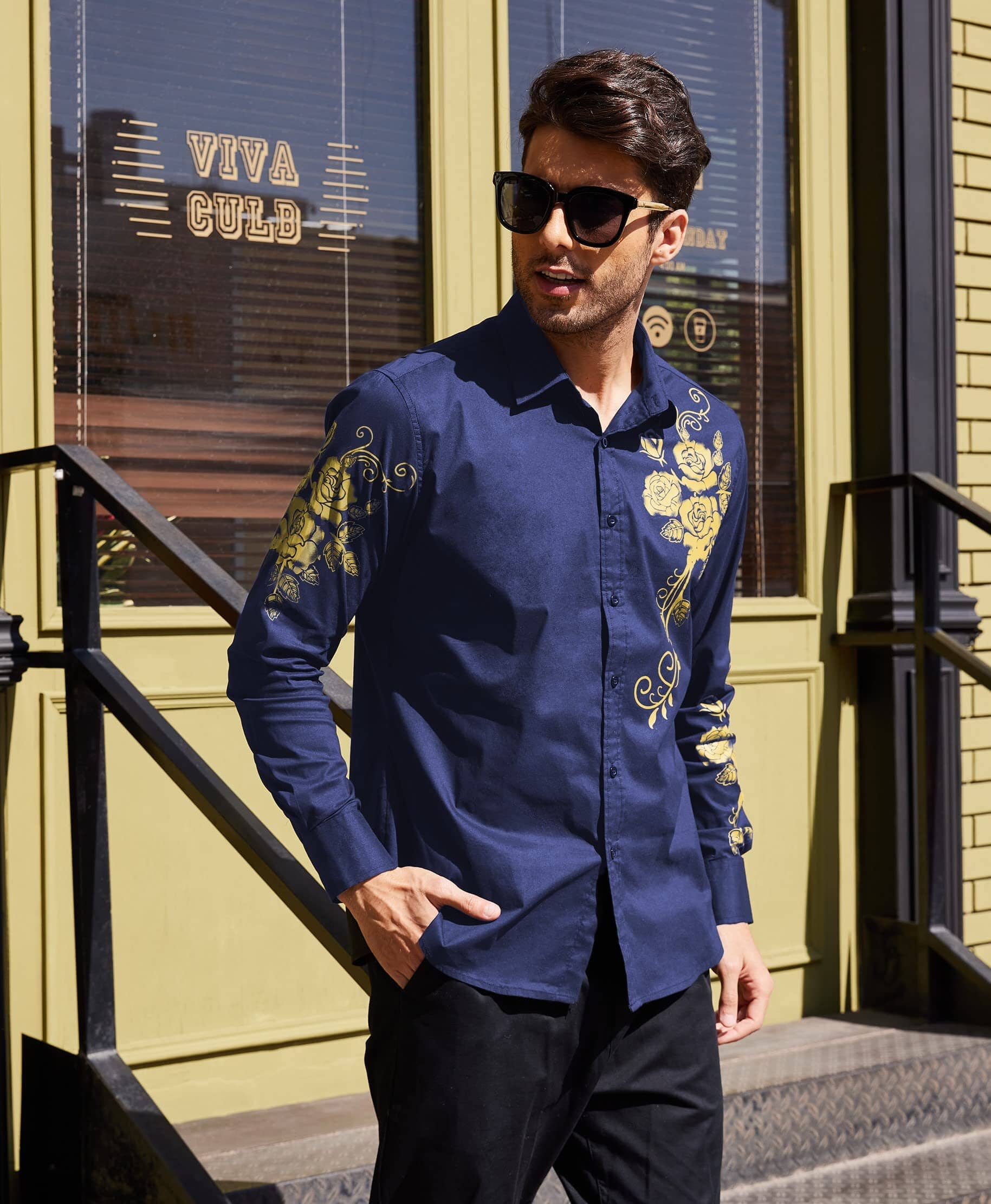 Rose Printed Slim Fit Dress Shirts (US Only) - Image 10