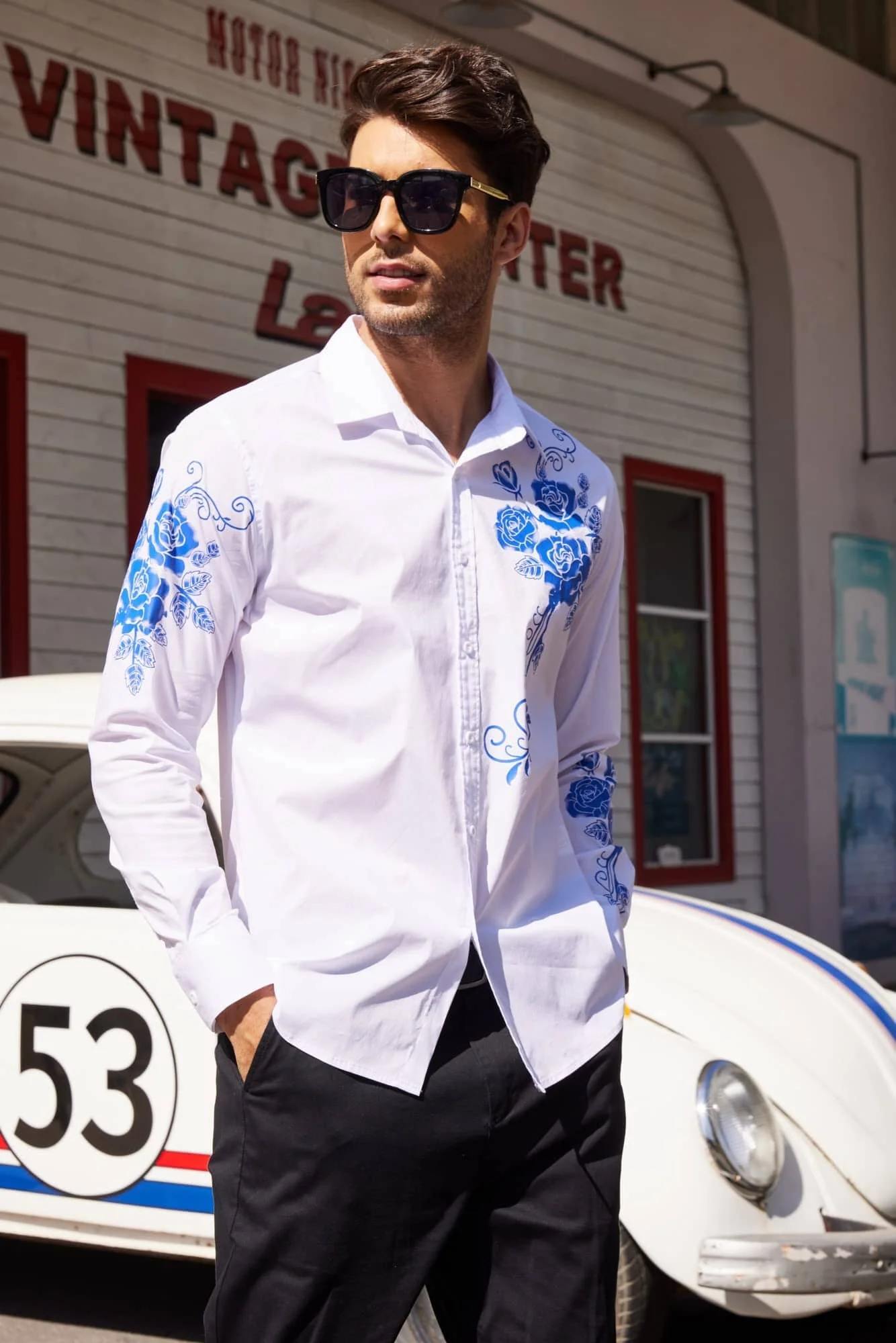 Rose Printed Slim Fit Dress Shirts (US Only) - Image 13