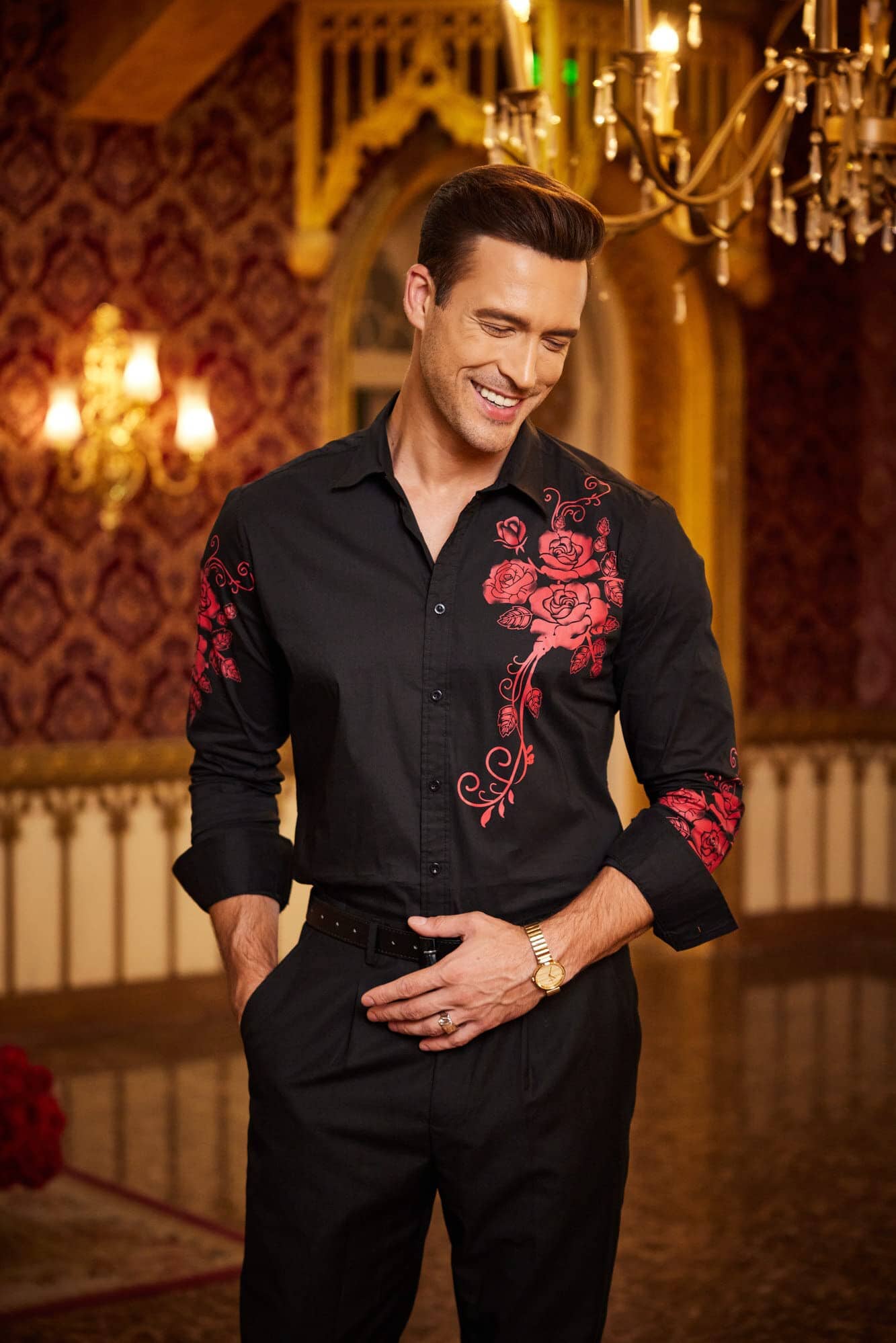 Rose Printed Slim Fit Dress Shirts (US Only) - Image 8