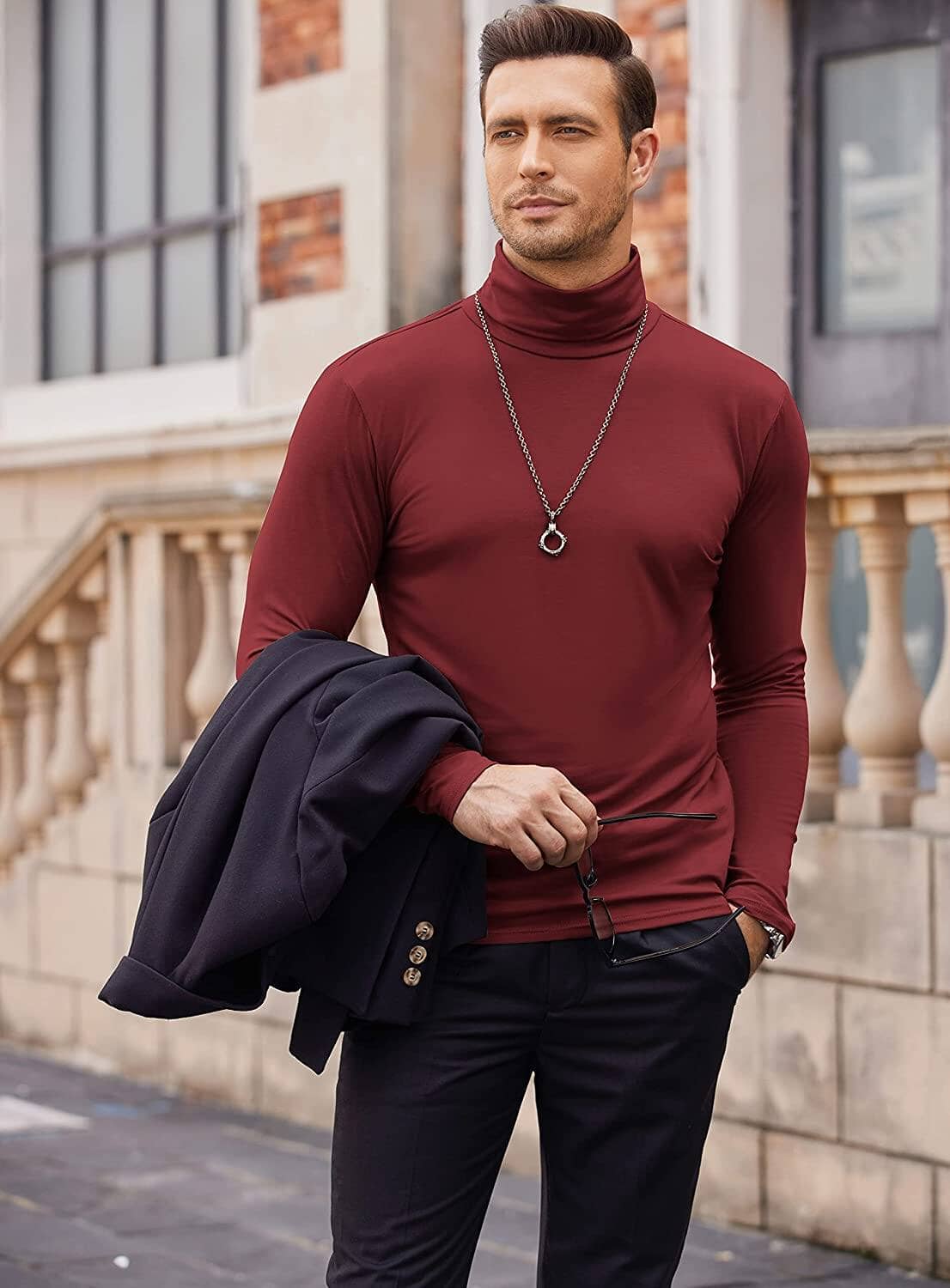 Slim Fit Turtleneck Basic Cotton Sweater (US Only) - Image 2