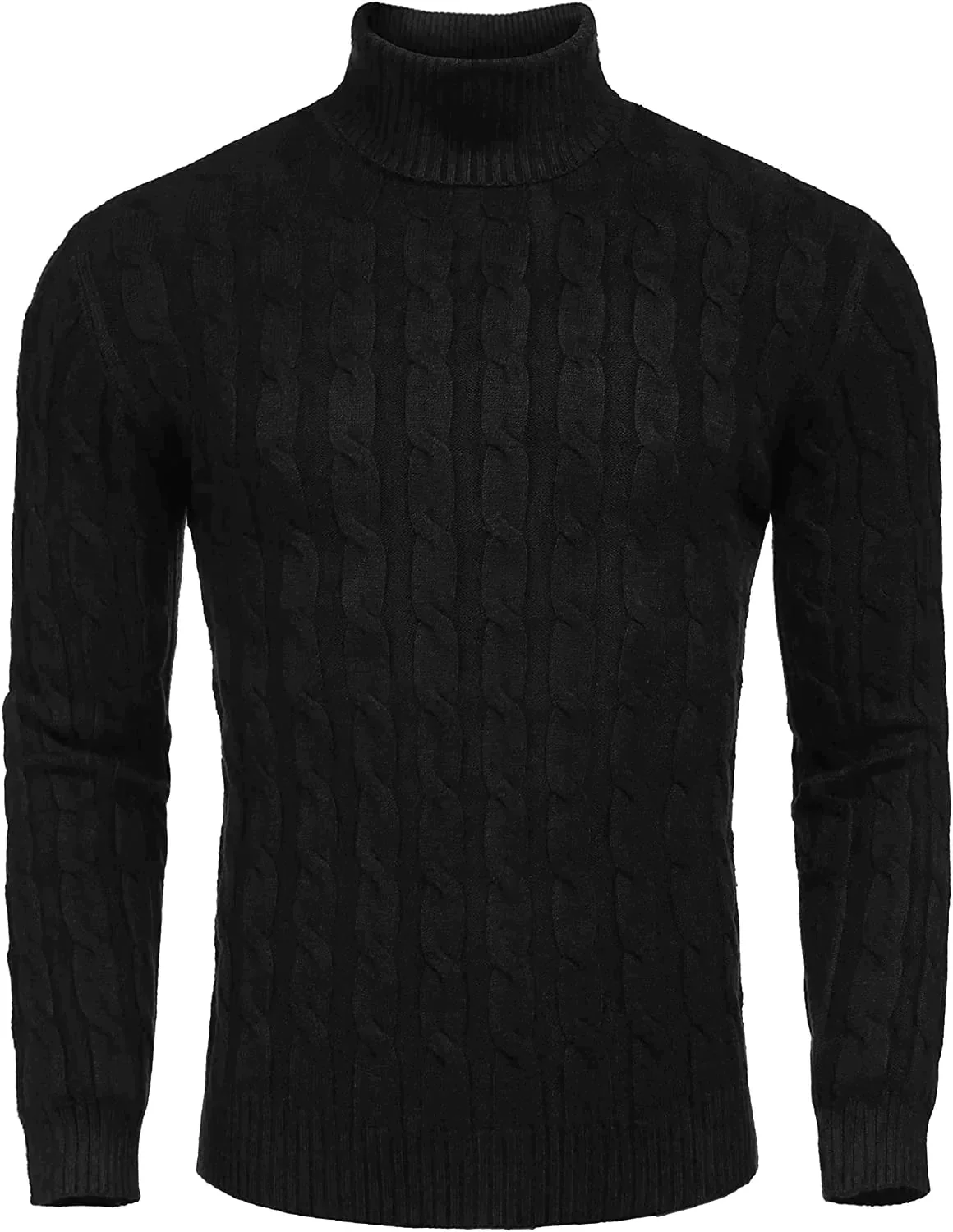 Slim Fit Turtleneck Twisted Knitted Pullover Sweater (US Only) - Image 2