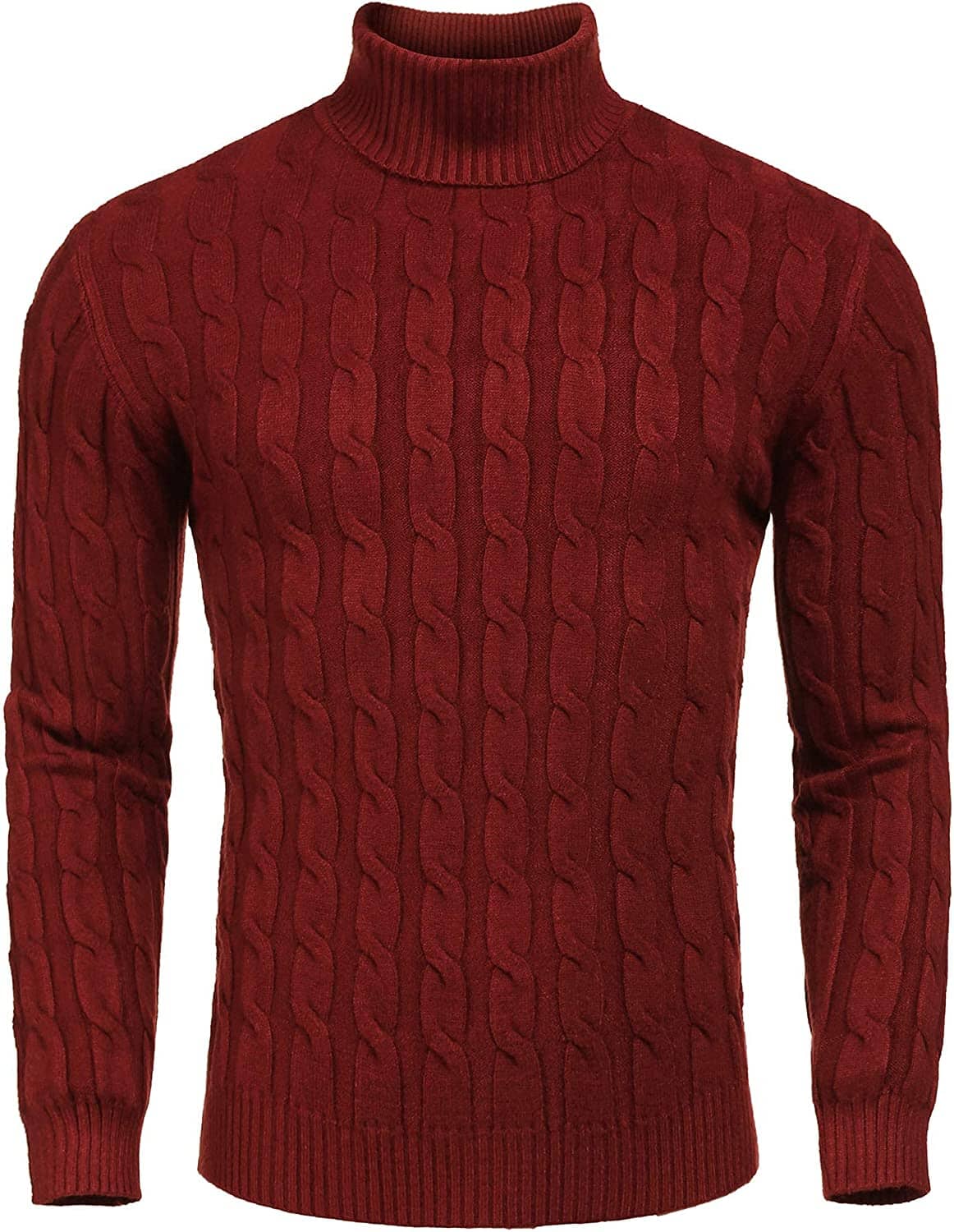 Slim Fit Turtleneck Twisted Knitted Pullover Sweater (US Only) - Image 7