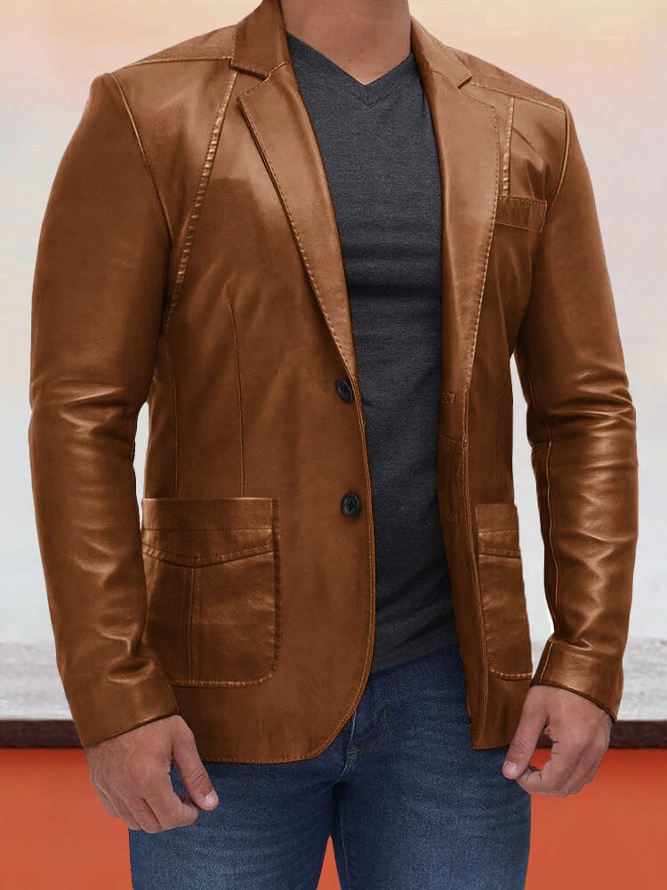 Vintage Stylish Leather Blazer Jacket