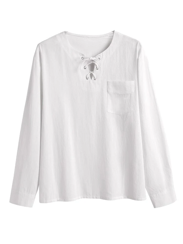 Solid Color Long Sleeve Casual Cotton Linen Set - Image 7