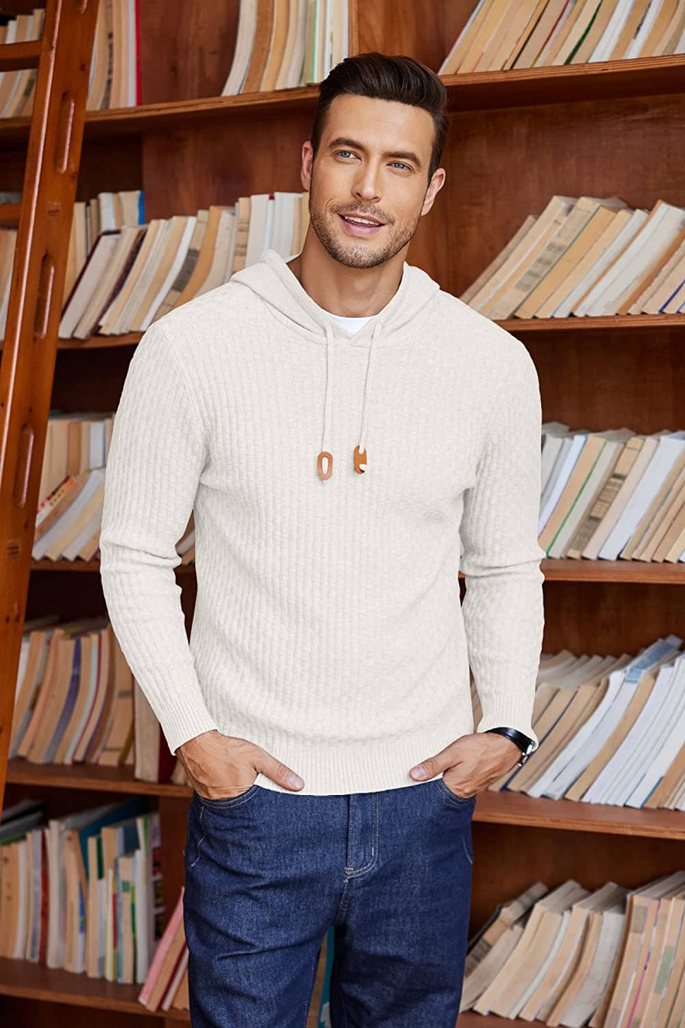 Solid Knitted Pullover Hooded Sweatshirt (US Only) - Image 6