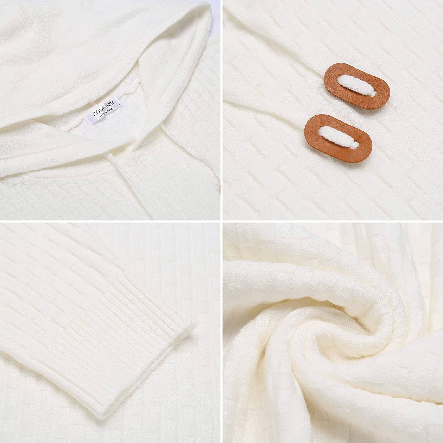 Solid Knitted Pullover Hooded Sweatshirt (US Only) - Image 8