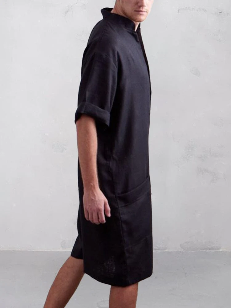 Stand Collar Cotton Linen Jumpsuit - Image 10