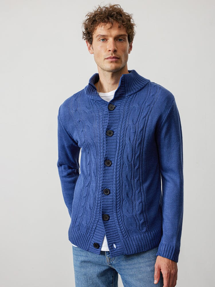 Stand Collar Knitted Cardigan Sweater - Image 10