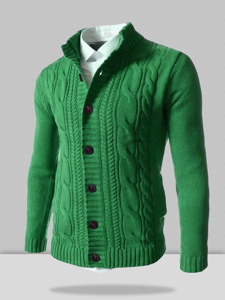 Stand Collar Knitted Cardigan Sweater - Image 4