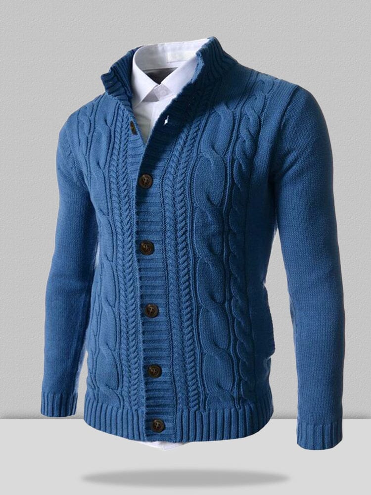 Stand Collar Knitted Cardigan Sweater - Image 5