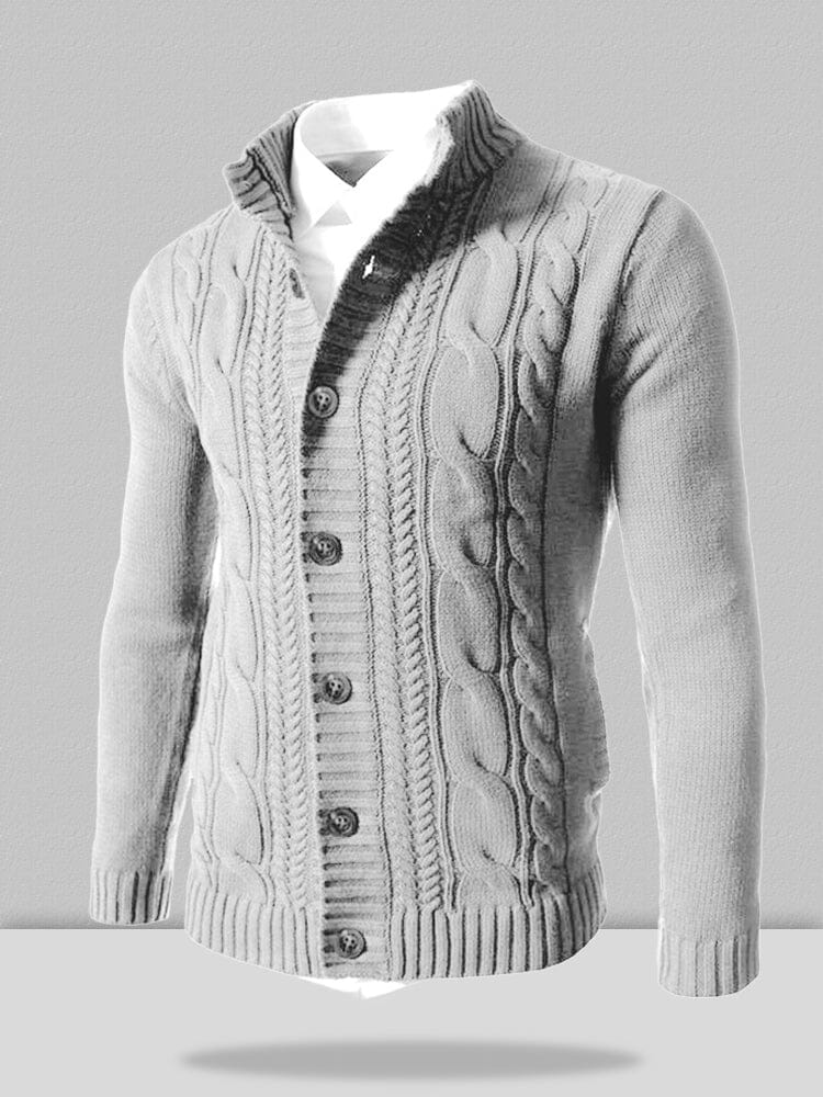 Stand Collar Knitted Cardigan Sweater - Image 6