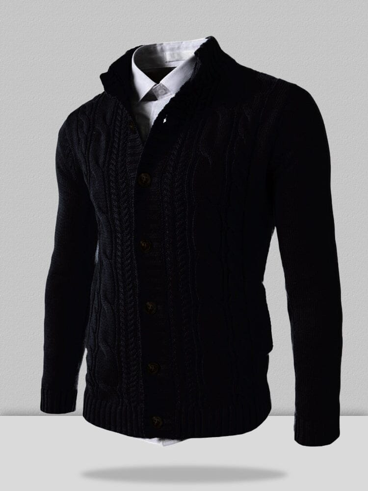 Stand Collar Knitted Cardigan Sweater - Image 7