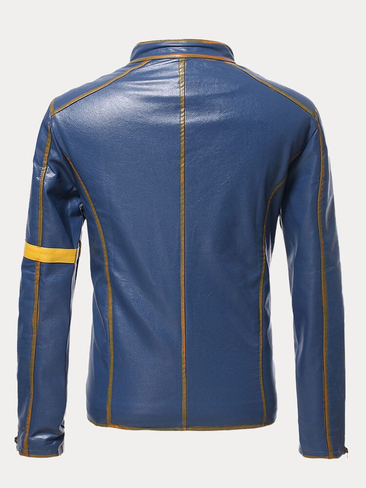 Stand Collar Punk Leather Jacket - Image 13