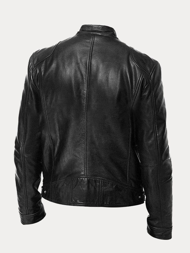 Stand Collar Punk Motorcycle Leather Jacket - Image 6