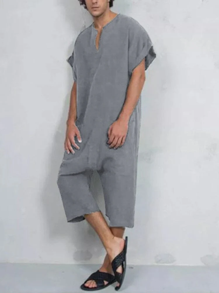 Short Sleeve Cotton Linen Jumpsuit - Image 6