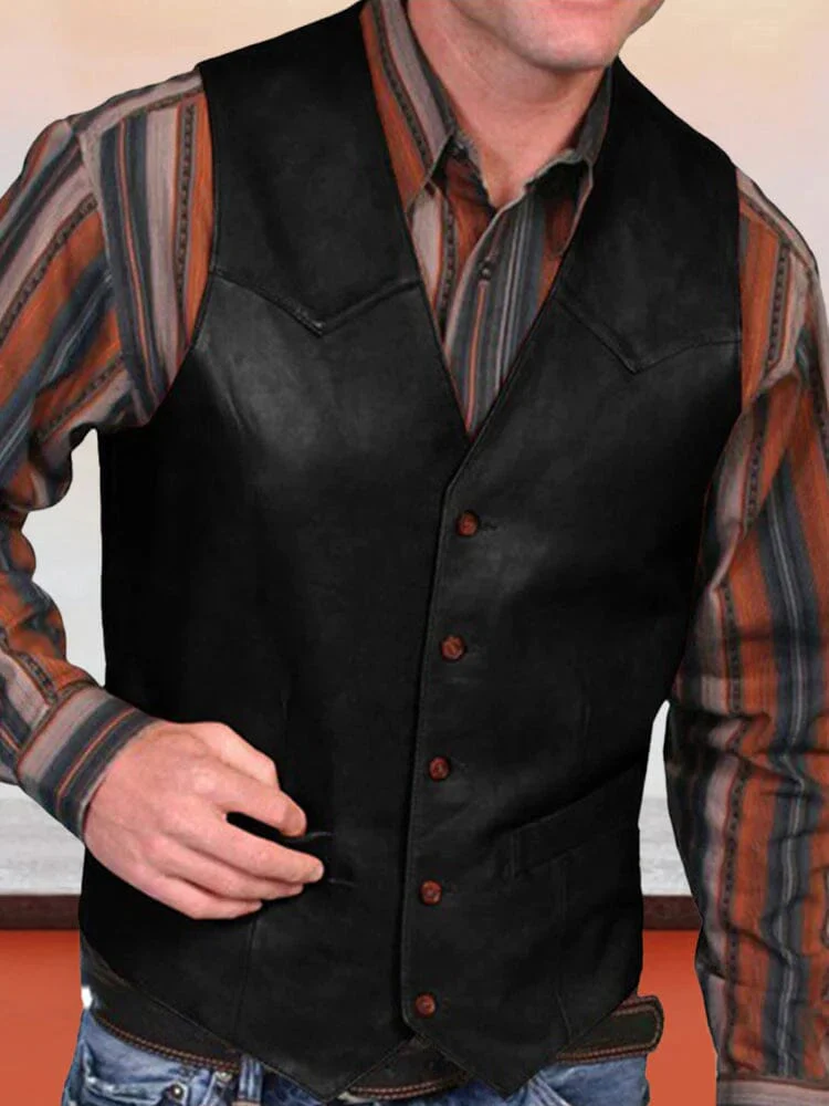 Coofandy Vintage PU Vest - Image 2