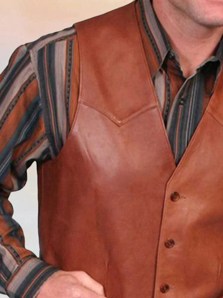 Coofandy Vintage PU Vest - Image 4