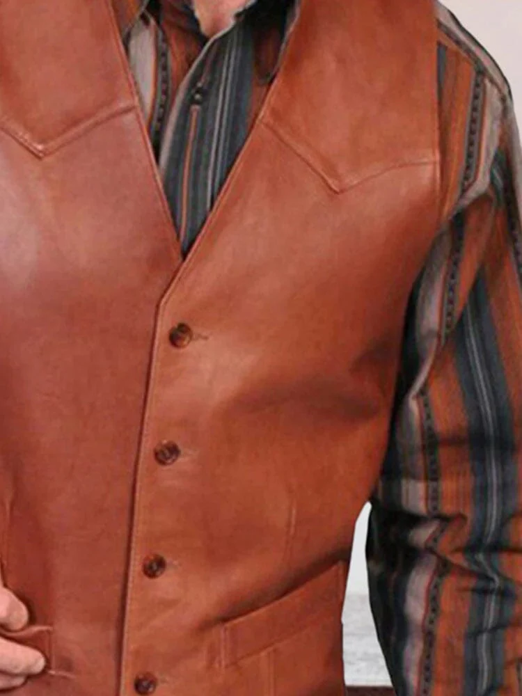 Coofandy Vintage PU Vest - Image 5