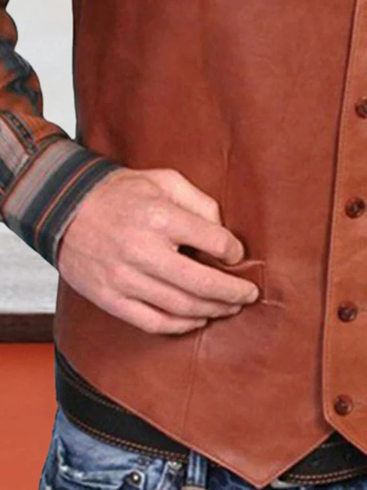 Coofandy Vintage PU Vest - Image 6