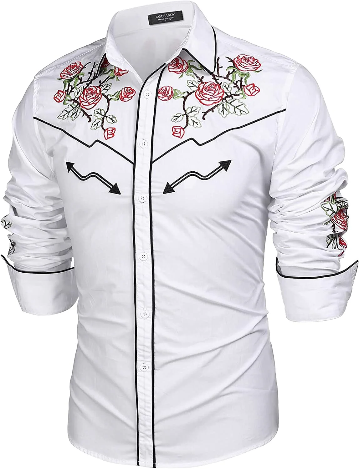 Western Cowboy Embroidered Button Down Cotton Shirt (US Only) - Image 13