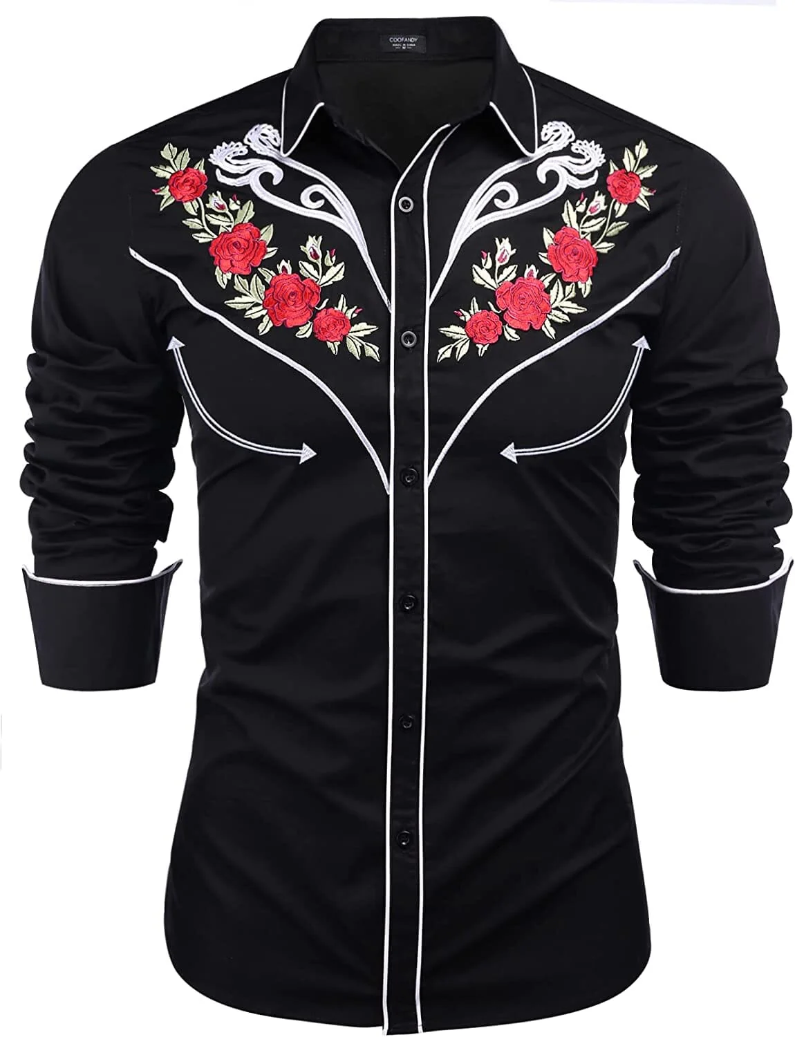 Western Cowboy Embroidered Button Down Cotton Shirt (US Only) - Image 2