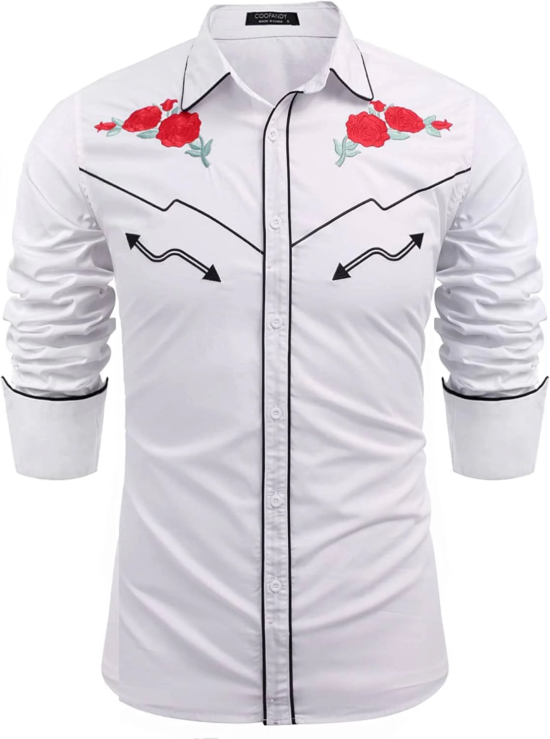 Western Cowboy Embroidered Button Down Cotton Shirt (US Only) - Image 3