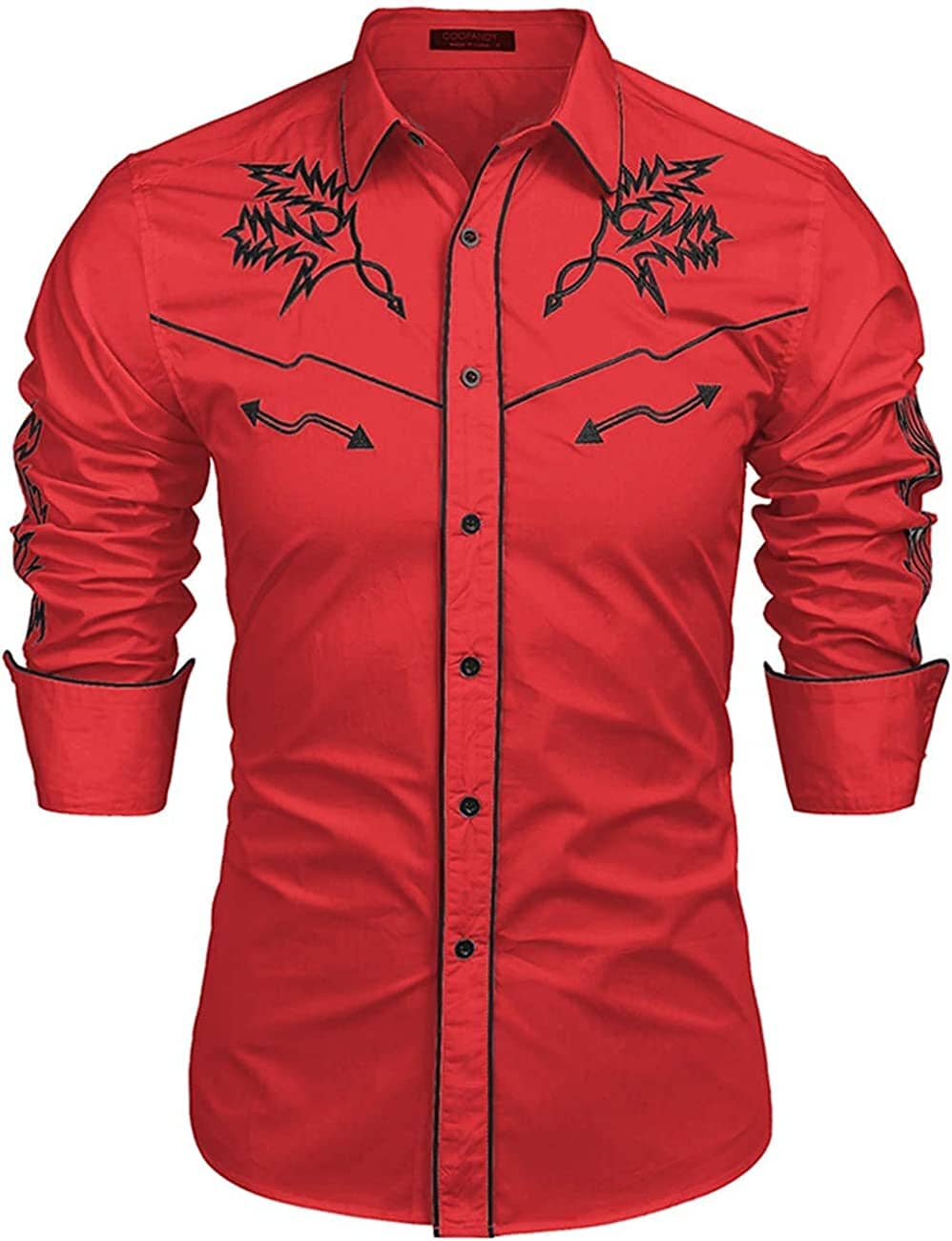 Western Cowboy Embroidered Button Down Cotton Shirt (US Only) - Image 5