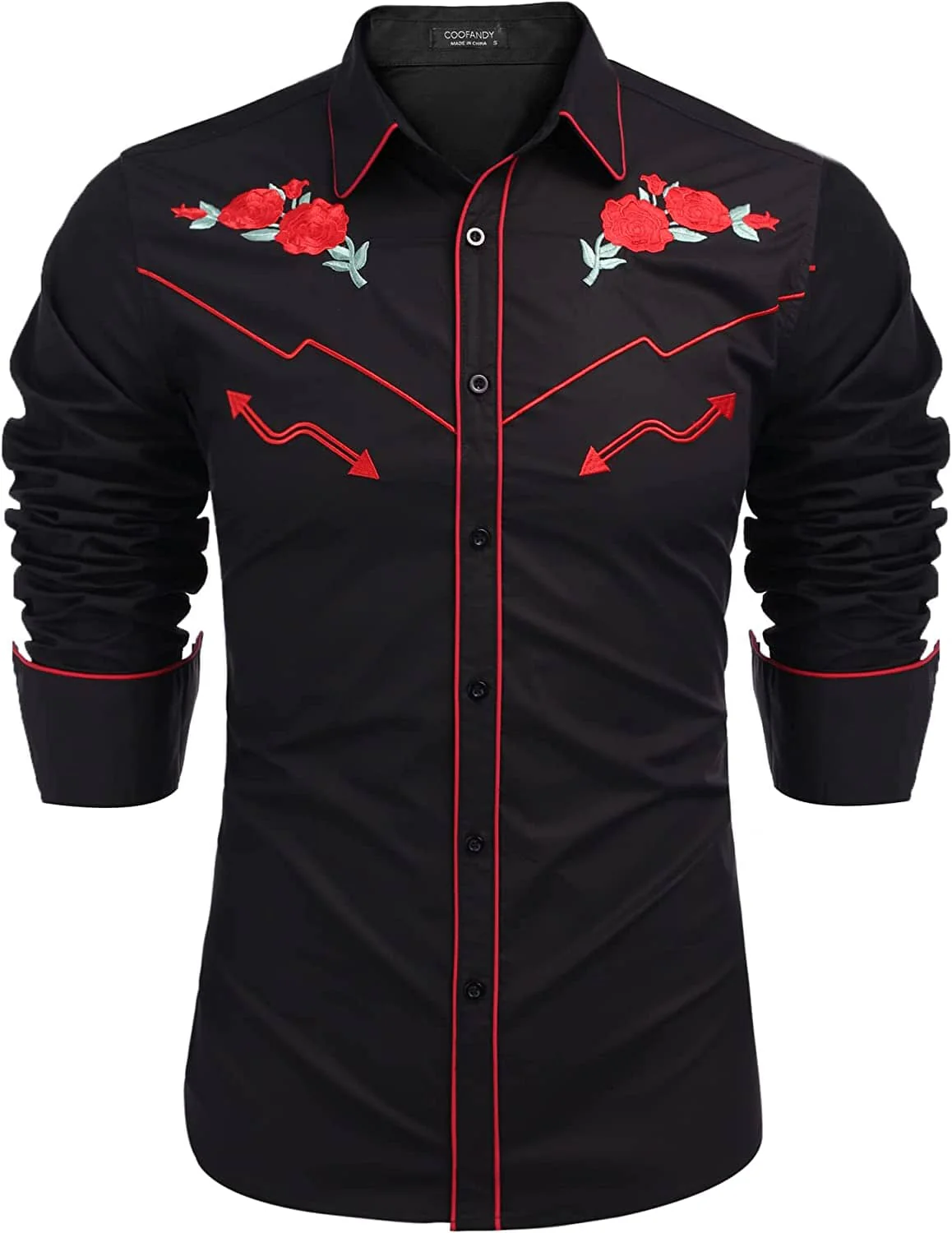 Western Cowboy Embroidered Button Down Cotton Shirt (US Only) - Image 6
